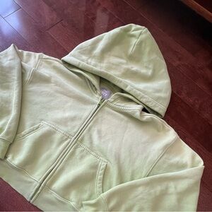 TNA Lime Green Full-Zip Cropped Hoodie